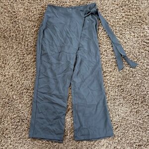 Halara Flex High Waisted Tie Side Wide Leg Work Pants, Medium Petite Grey